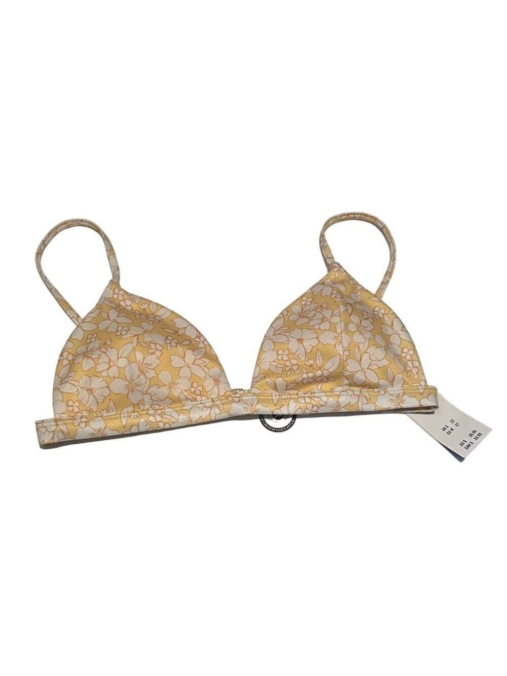 Hollister Yellow White Floral Bikini Top Small